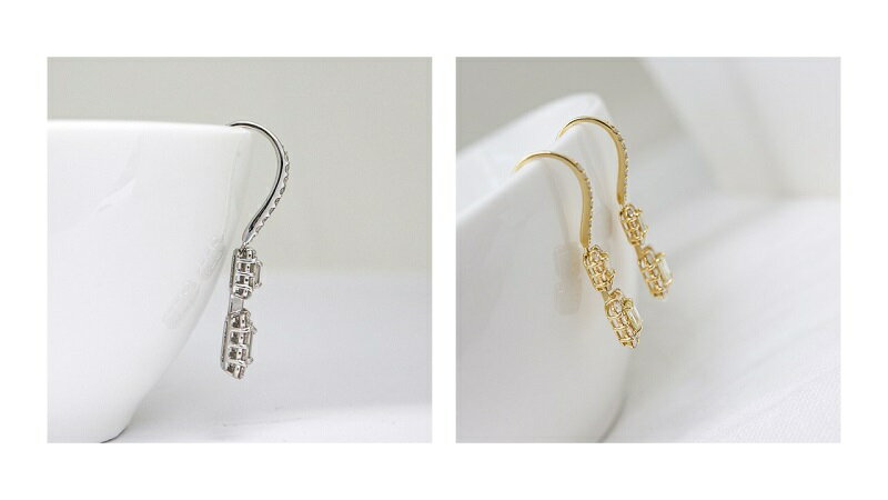 【ふるさと納税】＜ 甲府ジュエリー ＞ ピアス ダイヤモンド ジュエリー レディース アクセサリー フック 計1.0ct バゲットカット 選べる地金 PT950 プラチナ K18 イエローゴールド ギフト プレゼント ジュエリーケース付 鑑別書付 保証書付 k109-051 サムネイル3