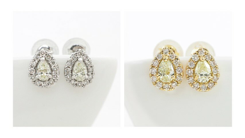 【ふるさと納税】＜ 甲府ジュエリー ＞ ピアス ダイヤモンド ジュエリー レディース アクセサリー 計0.4ct ペアシェイプ 選べる地金 PT900 プラチナ K18 イエローゴールド ギフト プレゼント 鑑別書付 保証書付 ケース付 k109-066 サムネイル2