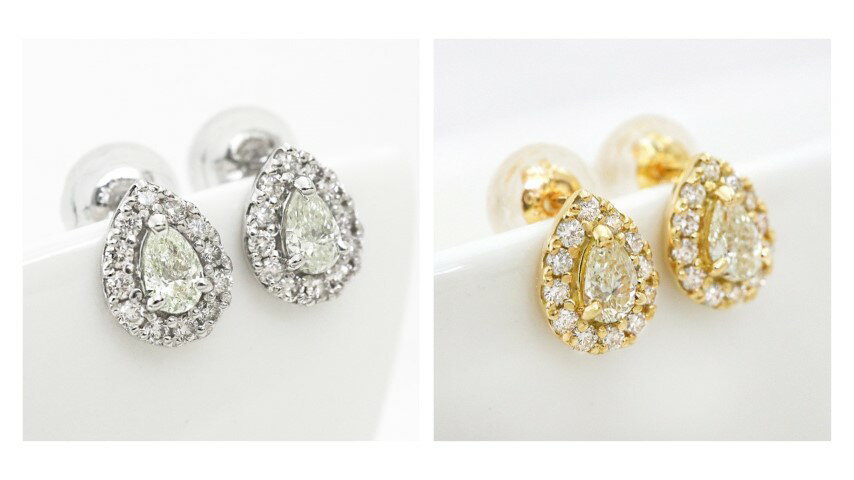 【ふるさと納税】＜ 甲府ジュエリー ＞ ピアス ダイヤモンド ジュエリー レディース アクセサリー 計0.4ct ペアシェイプ 選べる地金 PT900 プラチナ K18 イエローゴールド ギフト プレゼント 鑑別書付 保証書付 ケース付 k109-066 サムネイル3
