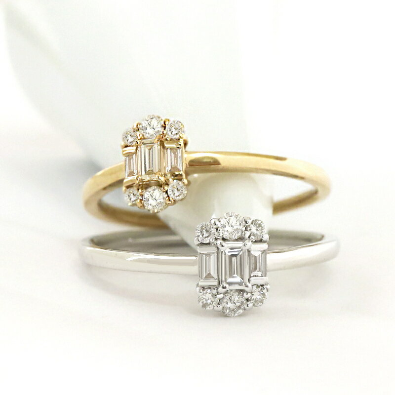 【ふるさと納税】＜ 甲府ジュエリー ＞ リング 指輪 ジュエリー レディース アクセサリー ダイヤモンド 天然 0.2ct 選べる地金 PT900 プラチナ K18 イエローゴールド バケットカット ラウンドカット ギフト プレゼント ジュエリーケース付 鑑別書付 保証書付 k109-076 サムネイル2