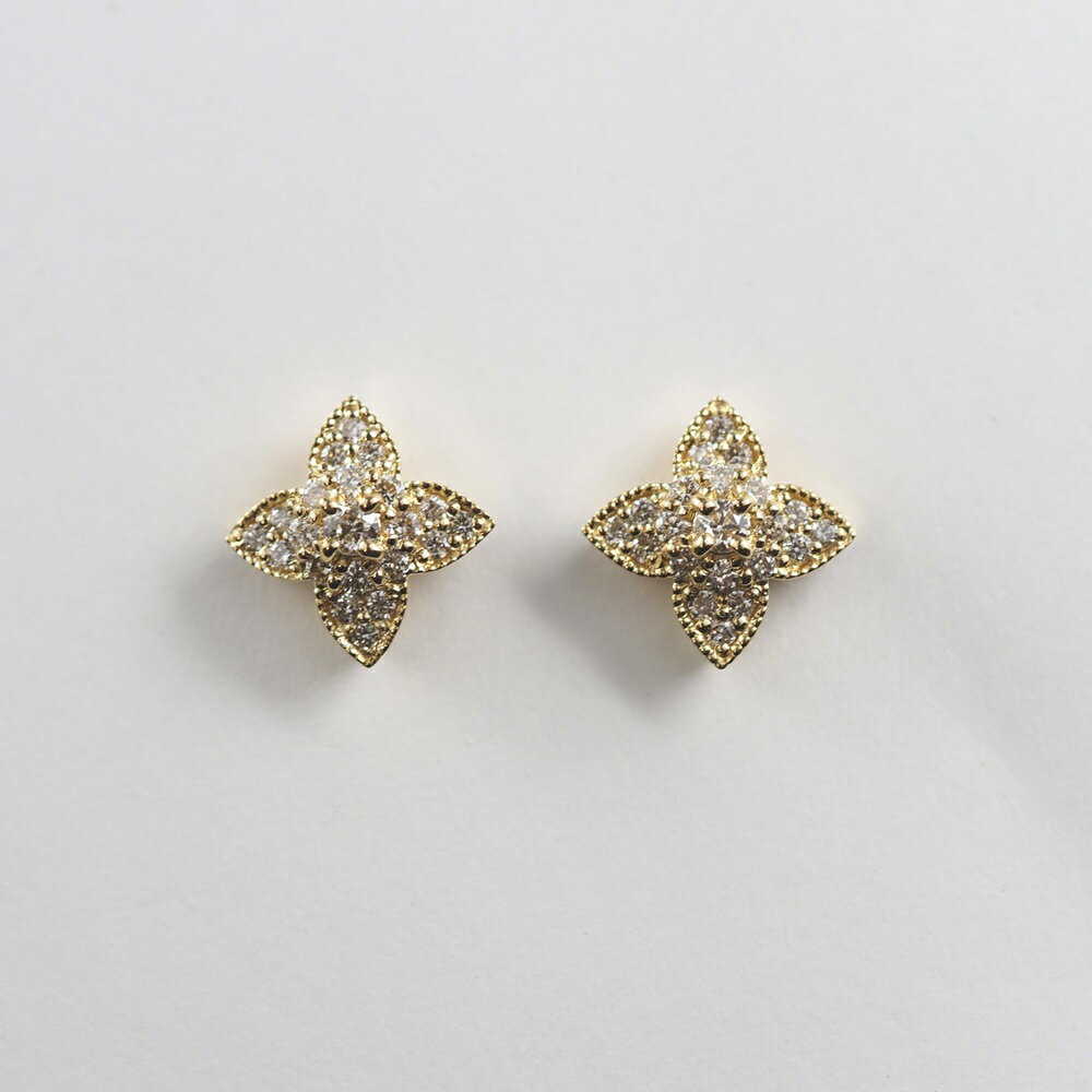 【ふるさと納税】＜ 甲府ジュエリー ＞ ピアス ジュエリー アクセサリー レディース ダイヤモンド 0.34ct K18 イエローゴールド フラワームーン パヴェデザイン ギフト プレゼント 誕生日 ジュエリーケース付 鑑別書付 保証書付 k107-166 サムネイル2