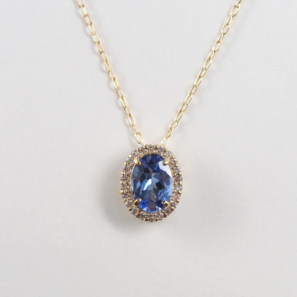 【ふるさと納税】＜ 甲府ジュエリー ＞ ネックレス ペンダント ジュエリー レディース アクセサリー オーバルネックレス K18 ダイヤモンド 天然 0.1カラット タンザナイト 贈り物 ギフト プレゼント ジュエリーケース付 鑑別書付 保証書付 k107-174 サムネイル2