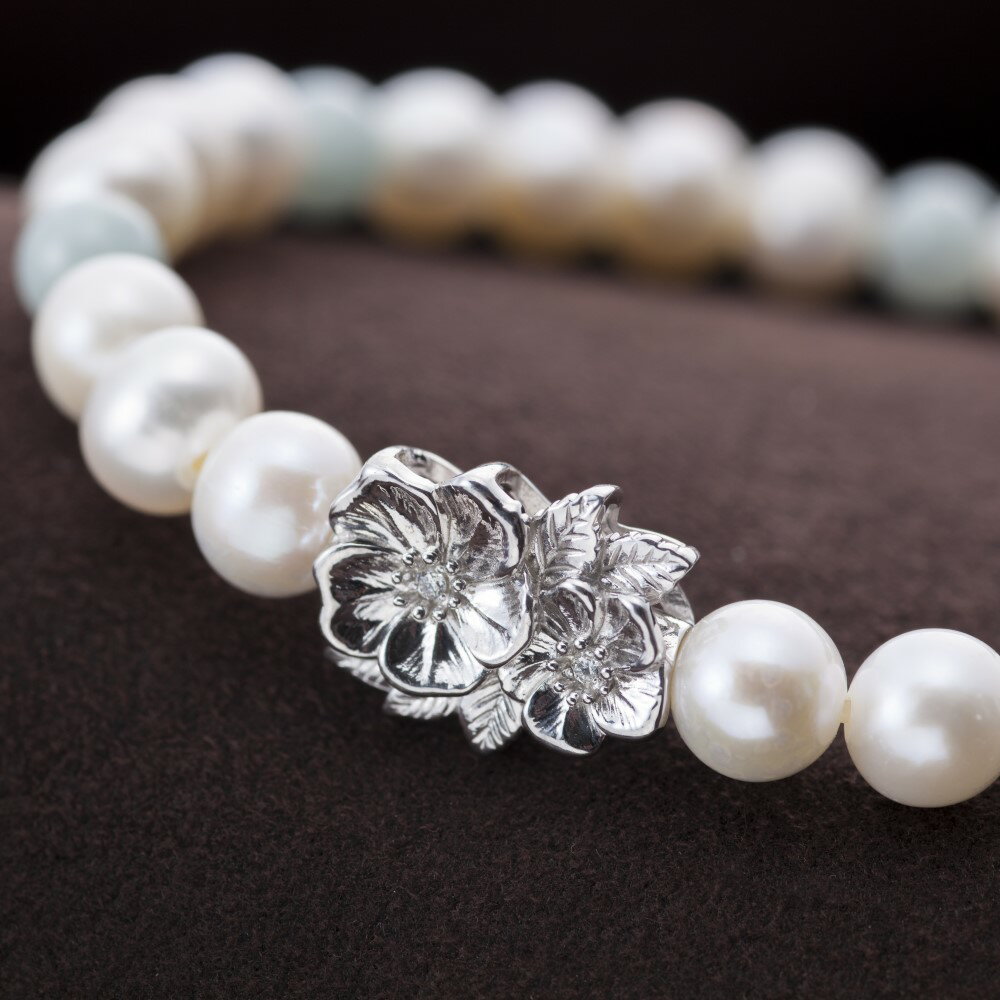 【ふるさと納税】淡水真珠 ダイヤモンド ダイヤ 翡翠 ブレスレット 淡水パール パール 保証書付 k126-024 送料無料 - 画像2