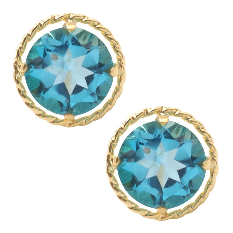 【ふるさと納税】＜ 甲府ジュエリー ＞ ピアス ジュエリー レディース アクセサリー ブルートパーズ 計1.20ct K18 イエローゴールド ひねり枠 ギフト プレゼント 鑑別書付 保証書 k132-026 サムネイル2