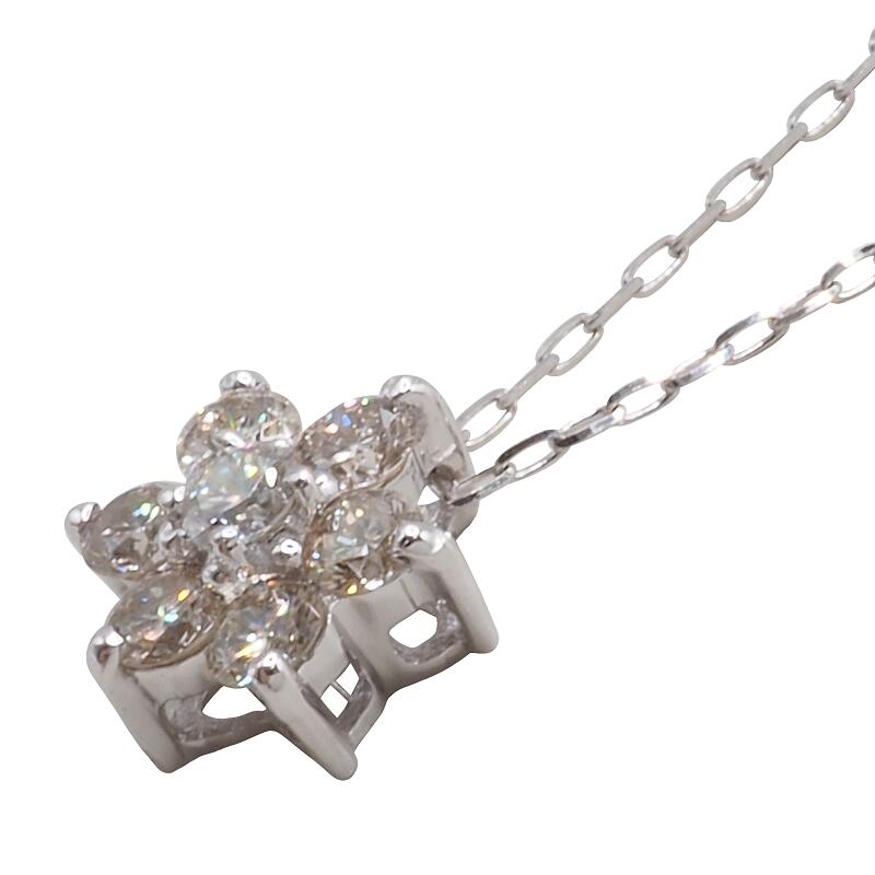【ふるさと納税】＜ 甲府ジュエリー ＞ ネックレス ペンダント ダイヤモンド ジュエリー レディース アクセサリー 0.20ct K18 ホワイトゴールド 天然 フラワーモチーフ ギフト プレゼント 鑑別書付 k132-036 サムネイル3