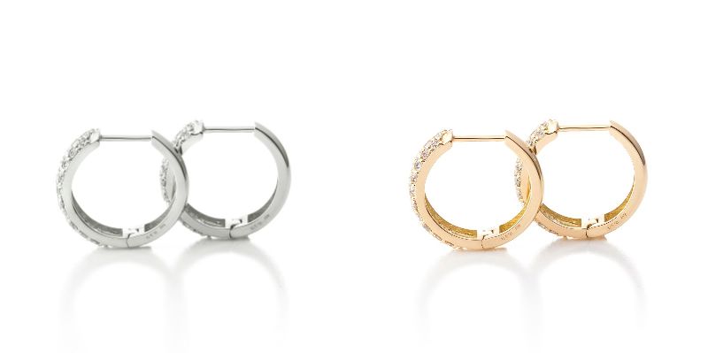 【ふるさと納税】＜ 甲府ジュエリー ＞ ピアス ダイヤモンド ジュエリー レディース アクセサリー PT900 プラチナ K18 YG イエローゴールド 選べる地金2種 計1.0ct パヴェ フープ ギフト プレゼント 鑑別書付 保証書付 ジュエリーケース付 k121-054 サムネイル2