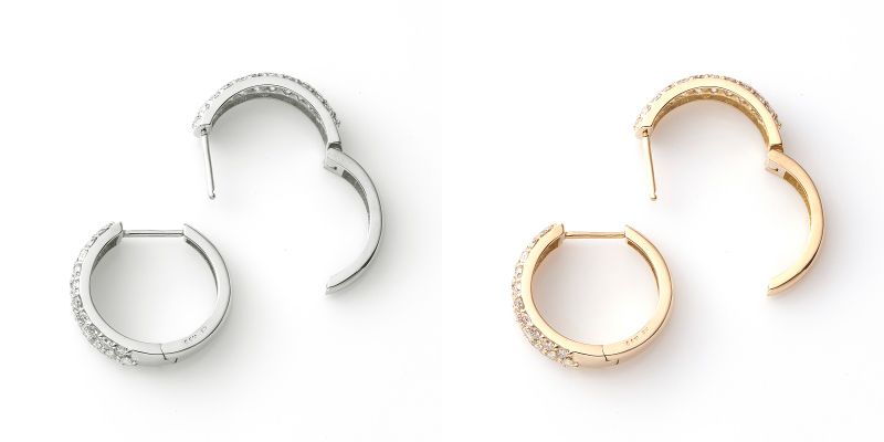 【ふるさと納税】＜ 甲府ジュエリー ＞ ピアス ダイヤモンド ジュエリー レディース アクセサリー PT900 プラチナ K18 YG イエローゴールド 選べる地金2種 計1.0ct パヴェ フープ ギフト プレゼント 鑑別書付 保証書付 ジュエリーケース付 k121-054 サムネイル3