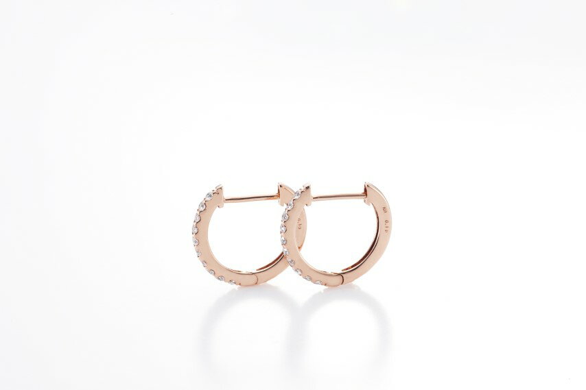 【ふるさと納税】＜ 甲府ジュエリー ＞ ピアス ジュエリー レディース アクセサリー ダイヤモンド 計0.2ct 天然 K18 ピンクゴールド ハーフエタニティ フープ キャッチレス 中折れ式 ギフト プレゼント ジュエリーケース付 鑑別書付 保証書付 k121-079 サムネイル3