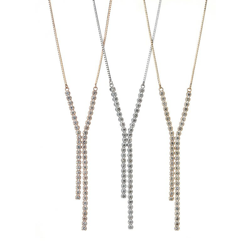 【ふるさと納税】＜ 甲府ジュエリー ＞ ネックレス ペンダント ジュエリー レディース アクセサリー ダイヤモンド 1.0ct 天然 選べる地金 3種 K18 イエローゴールド ピンクゴールド プラチナ テニスチェーン Yライン ギフト プレゼント ケース付 鑑別書付 保証書付 k121-095 サムネイル2