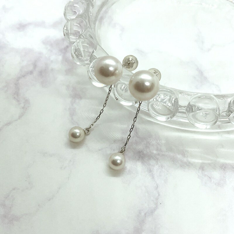 【ふるさと納税】＜ 甲府ジュエリー ＞ ピアス ジュエリー アクセサリ— レディース あこや真珠 パール K18 ホワイトゴールド WG パールピアス チャーム付 2way ジュエリーケース ペーパーバッグ 保証書付 k152-009 サムネイル2