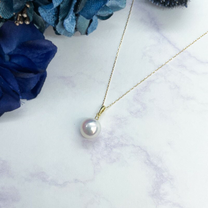 【ふるさと納税】＜ 甲府ジュエリー ＞ ペンダント ネックレス ジュエリー アクセサリ— レディース ダイヤモンド 0.01ct あこや真珠 パール K18 イエローゴールド シンプル ジュエリーケース ペーパーバッグ付 保証書付 k152-012 サムネイル2
