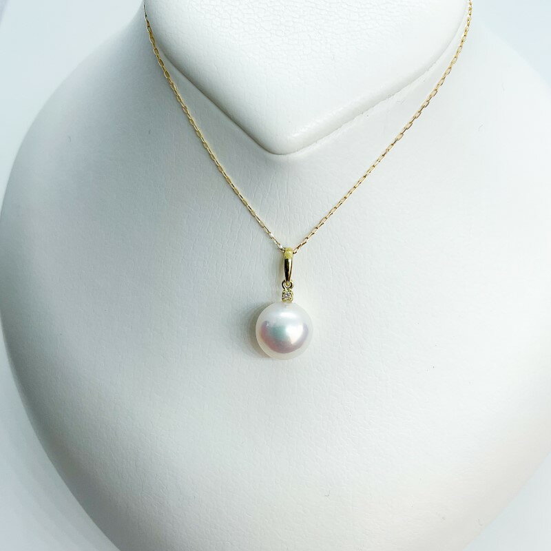 【ふるさと納税】＜ 甲府ジュエリー ＞ ペンダント ネックレス ジュエリー アクセサリ— レディース ダイヤモンド 0.01ct あこや真珠 パール K18 イエローゴールド シンプル ジュエリーケース ペーパーバッグ付 保証書付 k152-012 サムネイル3