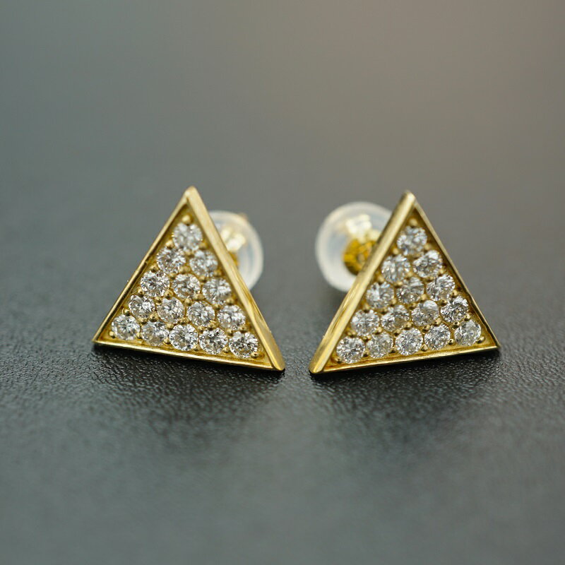 【ふるさと納税】＜ 甲府ジュエリー ＞ ピアス レディース ジュエリー アクセサリー ラボグロウン ダイヤモンド 人工 0.5ct K18 YG 三角 ジュエリーケース付 鑑別書付 保証書付 k163-030 サムネイル3