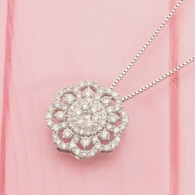 【ふるさと納税】＜ 甲府ジュエリー ＞ ネックレス ペンダント ダイヤモンド ジュエリー レディース アクセサリー シンメトリー 72石 0.5ct PT900 PT850 プラチナ ケース付 鑑別書付 保証書付 k168-097 サムネイル2