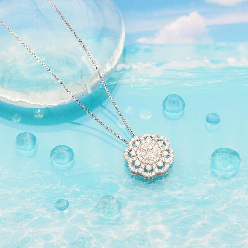 【ふるさと納税】＜ 甲府ジュエリー ＞ ネックレス ペンダント ダイヤモンド ジュエリー レディース アクセサリー シンメトリー 72石 0.5ct PT900 PT850 プラチナ ケース付 鑑別書付 保証書付 k168-097 サムネイル3