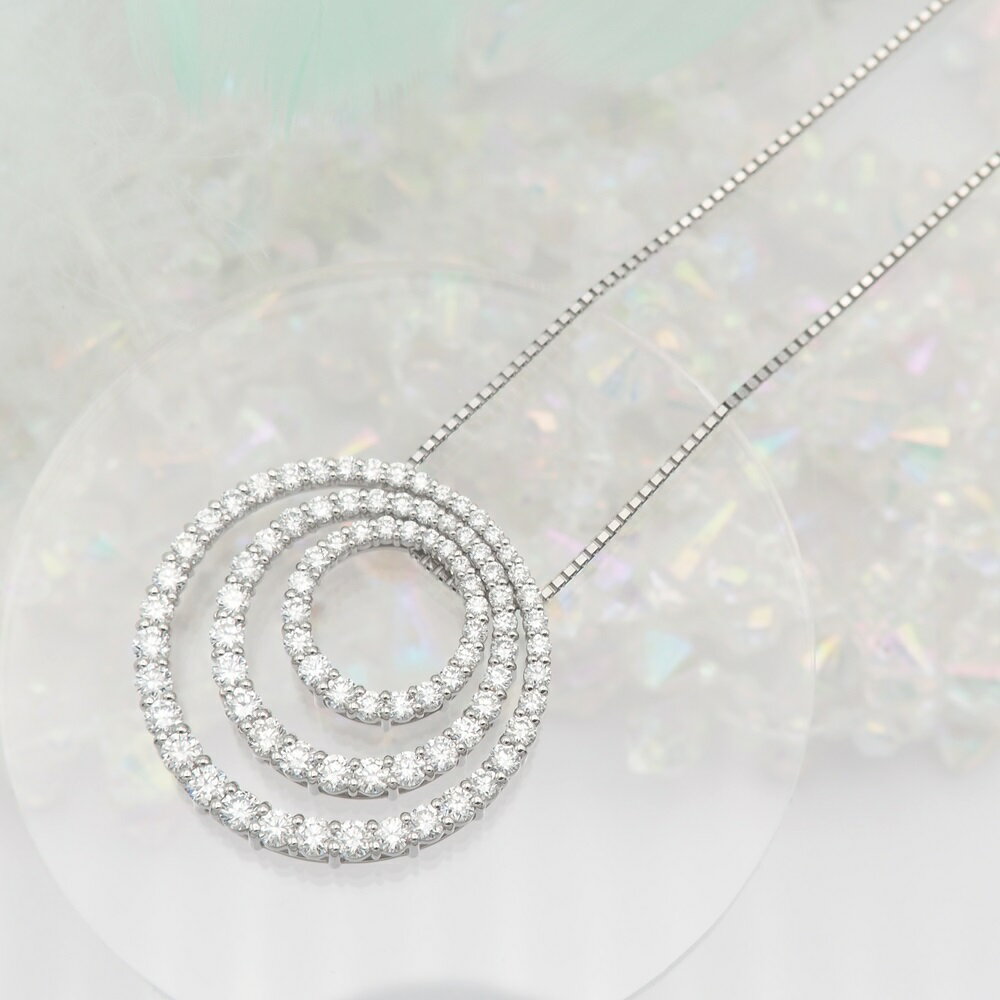 【ふるさと納税】＜ 甲府ジュエリー ＞ ネックレス ペンダント ジュエリー レディース アクセサリー ダイヤモンド 87石 3.0ct プラチナ PT900 PT850 サークルモチーフ ギフト プレゼント ジュエリーケース付 鑑別書付 保証書付 k168-111 サムネイル3