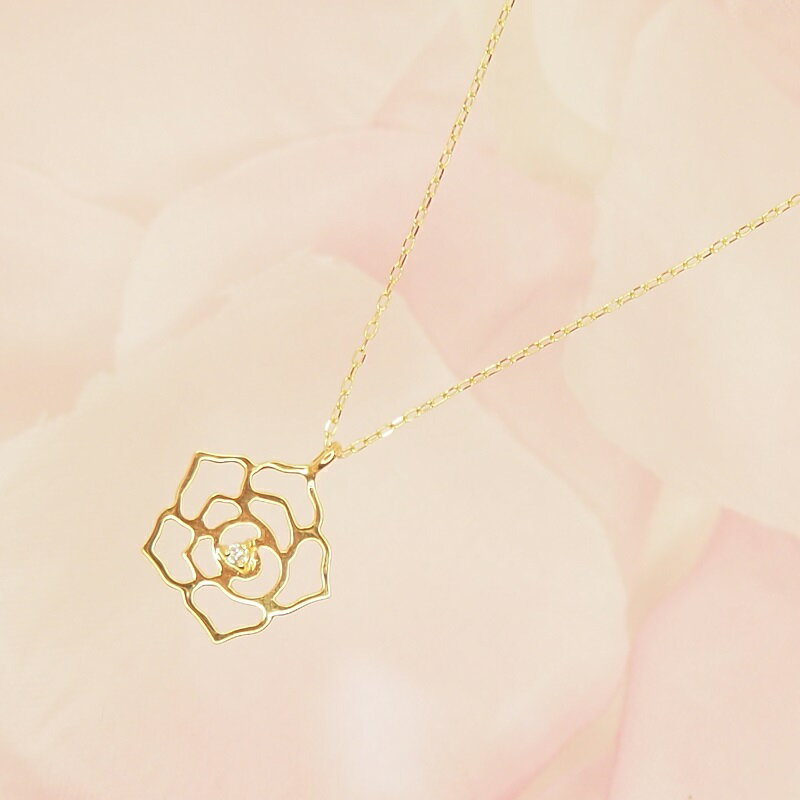 【ふるさと納税】＜ 甲府ジュエリー ＞ ネックレス ペンダント レディース ジュエリー アクセサリー ダイヤモンド 0.01ct 選べる地金 K18 イエローゴールド ピンクゴールド プラチナ 薔薇 バラ おしゃれ ギフト プレゼント ケース付 保証書付 k168-017 サムネイル2