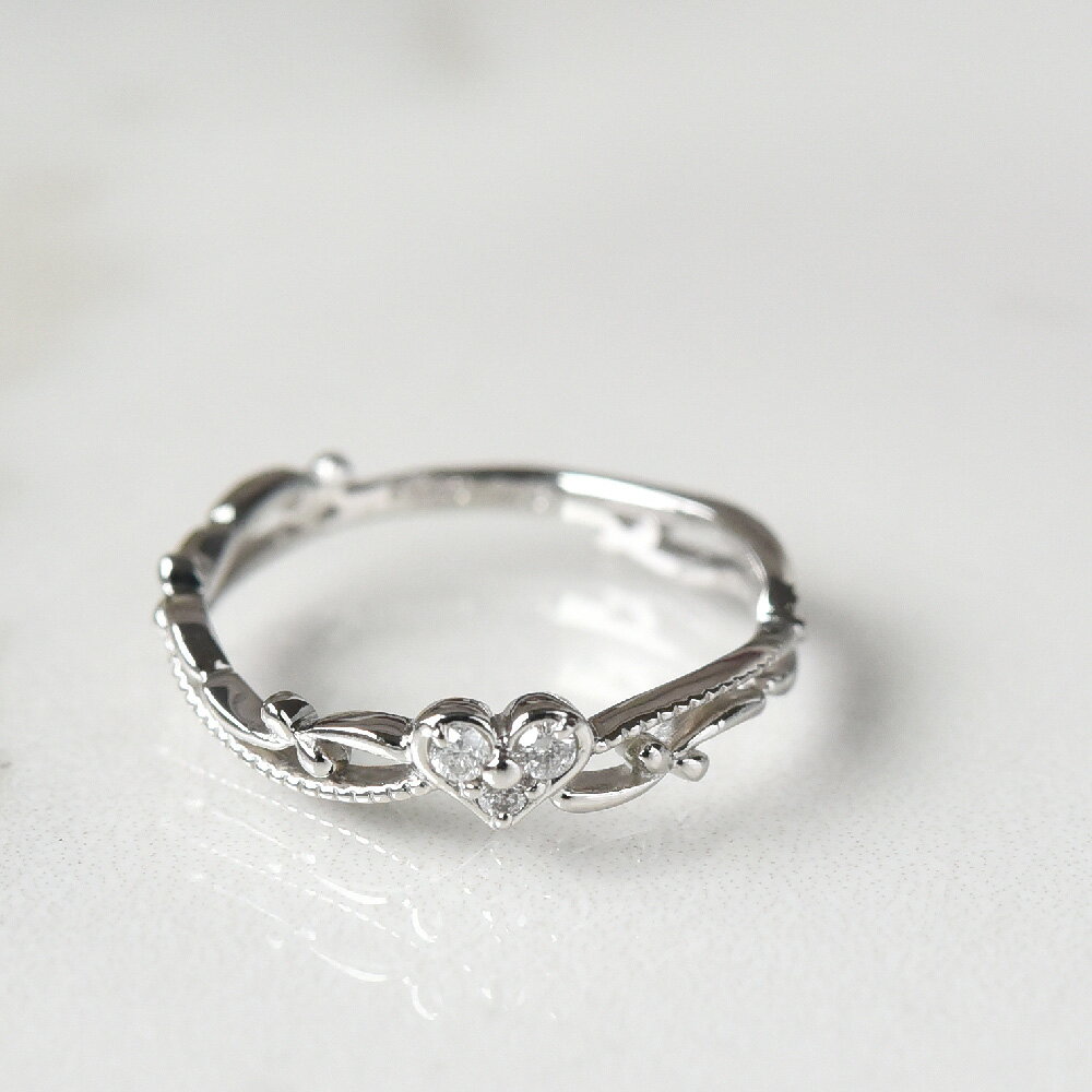 【ふるさと納税】＜ 甲府ジュエリー ＞ リング 指輪 レディース ジュエリー アクセサリー プラチナ ダイヤモンド 0.05ct ハート デザイン モチーフ ジュエリーケース付き ギフト ラッピング 贈り物 鑑別カード付 保証書付 天然 輝く 永遠 k167-010 サムネイル2