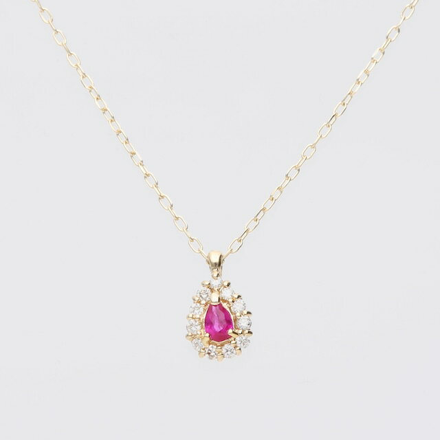 【ふるさと納税】＜ 甲府ジュエリー ＞ ネックレス ペンダント ジュエリー アクセサリー レディース ルビー ダイヤモンド 天然 0.05ct 18金 イエローゴールド ペアシェイプ 7月 誕生石 ジュエリーケース付 保証書付 k187-060 サムネイル2