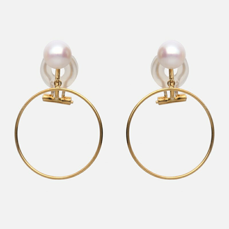 【ふるさと納税】＜ 甲府ジュエリー ＞ イヤリング ジュエリー アクセサリー レディース K18 18金 イエローゴールド アコヤパール スウィング サークル 痛くなりにくい ジュエリーケース付 保証書付 k187-028 サムネイル2