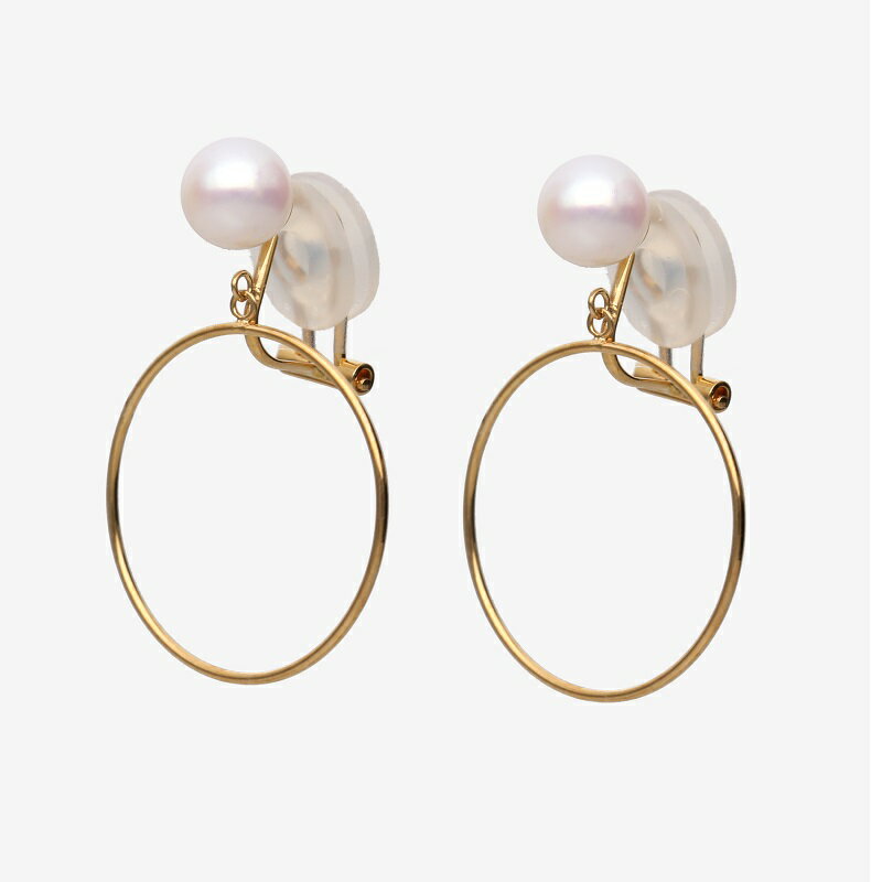 【ふるさと納税】＜ 甲府ジュエリー ＞ イヤリング ジュエリー アクセサリー レディース K18 18金 イエローゴールド アコヤパール スウィング サークル 痛くなりにくい ジュエリーケース付 保証書付 k187-028 サムネイル3