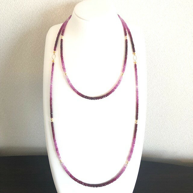 【ふるさと納税】＜ 甲府ジュエリー ＞ ネックレス ペンダント レディース ジュエリー アクセサリー ルビー ピンクサファイア 2WAY ロング ギフト プレゼント K18 箱ケース付 鑑別書付 保証書付 k198-006 サムネイル3