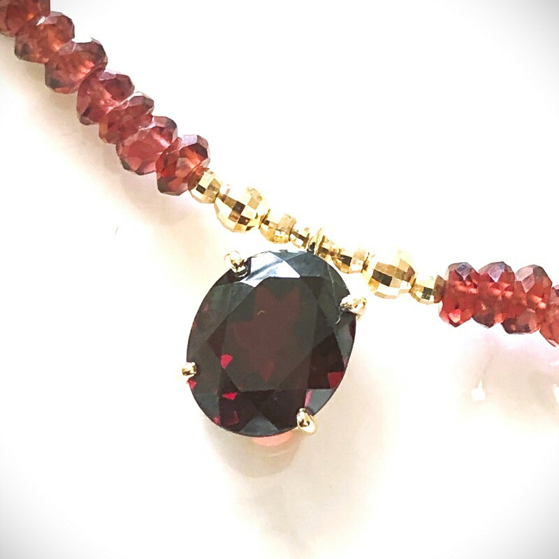 【ふるさと納税】＜ 甲府ジュエリー ＞ ネックレス ペンダント レディース ジュエリー アクセサリー K18イエローゴールド ガーネット ギフト プレゼント 箱ケース付 鑑別書付 保証書付 k198-013 サムネイル2