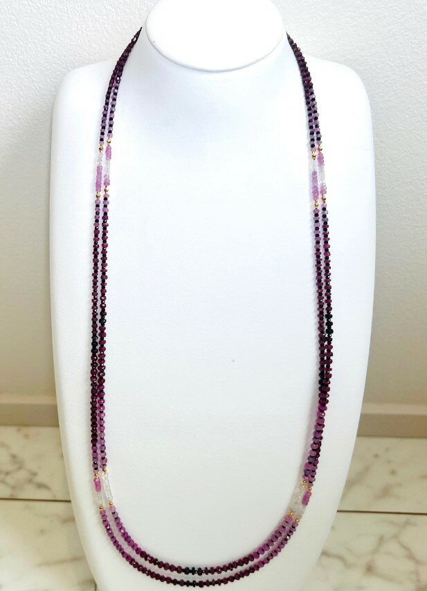 【ふるさと納税】＜ 甲府ジュエリー ＞ ネックレス ペンダント ジュエリー レディース アクセサリー ルビー ブラックスピネル シルバークラスプ K18 ミラーボール 2連 ロングネックレス グラデーション 華やか 上品 ギフト プレゼント 鑑別書付 保証書付 箱ケース付 k198-032 サムネイル3