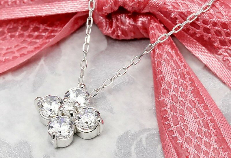 【ふるさと納税】＜ 甲府ジュエリー ＞ ペンダント ネックレス レディース ジュエリー アクセサリー プラチナ フラワー 1.0ct ダイヤモンド アズキチェーン 45cm ギフト プレゼント ジュエリーケース付 保証書付 k190-029 サムネイル3