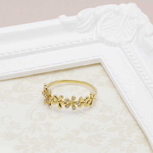 【ふるさと納税】＜ 甲府ジュエリー ＞ リング 指輪 イエローゴールド k18 ダイヤモンド 0.10ct レディース ジュエリー アクセサリー フラワー 花 ギフト プレゼント 専用ケース付 保証書付 6号〜15号（0.5号刻み可） k203-036 サムネイル3