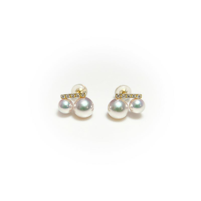 【ふるさと納税】＜ 甲府ジュエリー ＞ ピアス ジュエリー レディース アクセサリー ダイヤモンド 0.06ct 天然 アコヤ真珠 K18 イエローゴールド 上品 フォーマル ギフト プレゼント 贈り物 ジュエリーケース付 鑑別書付 保証書付 k216-124 サムネイル2