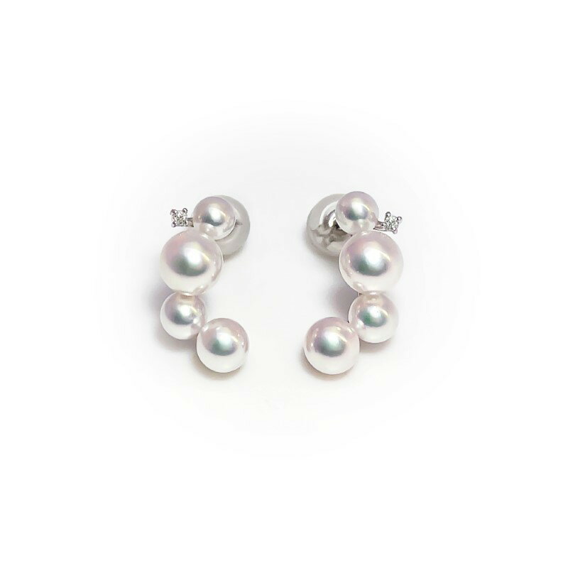 【ふるさと納税】＜ 甲府ジュエリー ＞ ピアス ジュエリー レディース アクセサリー ダイヤモンド 0.02ct 天然 アコヤ真珠 パール K18 ホワイトゴールド 上品 フォーマル ギフト プレゼント 贈り物 ジュエリーケース付 鑑別書付 保証書付 k216-133 サムネイル2