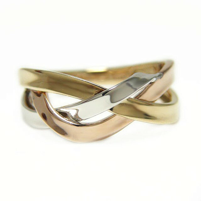 【ふるさと納税】＜ 甲府ジュエリー ＞ リング 指輪 ジュエリー レディース アクセサリー プラチナ PT900 K18 イエローゴールド ピンクゴールド 3カラー 地金 編み込み デザイン ギフト プレゼント 保証書付 専用ケース付 k201-369 サムネイル2