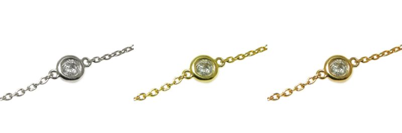 【ふるさと納税】＜ 甲府ジュエリー ＞ ブレスレット レディース ジュエリー アクセサリー ダイヤモンド 天然 一粒石 0.10ct 選べる 地金 PT900 PT850 K18 YG PG アズキチェーン 18cm ギフト プレゼント ジュエリーケース付 保証書付 k201-373 サムネイル2