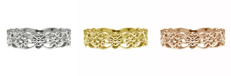 【ふるさと納税】＜ 甲府ジュエリー ＞ リング 指輪 ジュエリー レディース アクセサリー 選べる地金 PT900 プラチナ K18 イエローゴールド ピンクゴールド 透かし柄 アンティーク ギフト プレゼント ジュエリーケース付 鑑別書付 保証書付 k201-387 サムネイル2