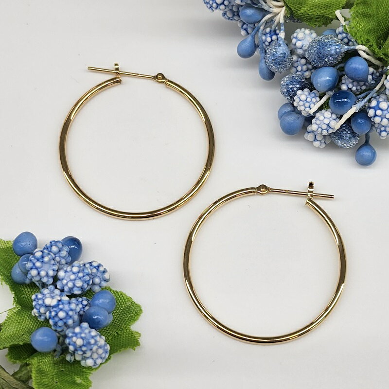 【ふるさと納税】＜ 甲府ジュエリー ＞ ピアス レディース ジュエリー アクセサリー K18 イエローゴールド YG 直径30mm 太さ1.5mm シンプル フープ 大人 おしゃれ ギフト プレゼント 保証書付 ジュエリーケース付 k206-003 サムネイル2