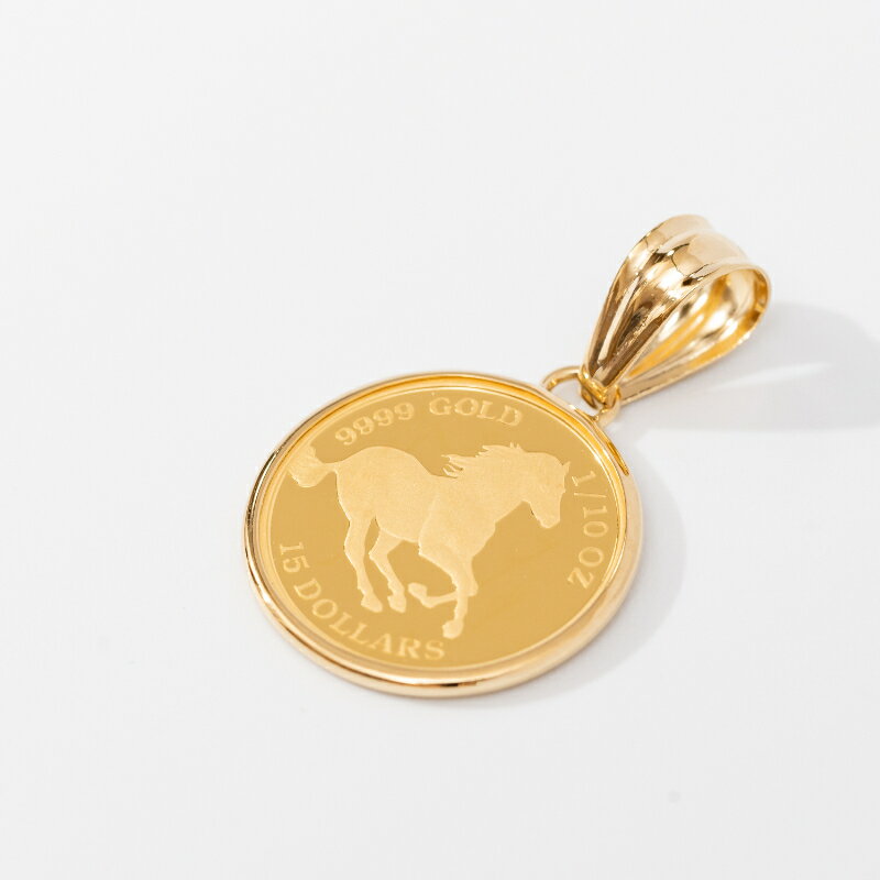 【ふるさと納税】＜ 甲府ジュエリー ＞ ペンダントトップ ジュエリー アクセサリー レディース メンズ 純金 K24 K18 ホース コイン 1/10オンス イエロー ゴールド 24金 ギフト プレゼント ジュエリーケース付 保証書付 k206-054 サムネイル3
