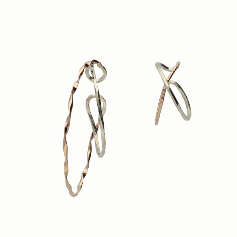 【ふるさと納税】＜ 甲府ジュエリー ＞ イヤーカフ ジュエリー レディース アクセサリー K10 イエローゴールド シャンパンゴールド 2点セット ボリューム 繊細 コンビカラー ギフト プレゼント 巾着付 保証書付 k244-077 サムネイル2