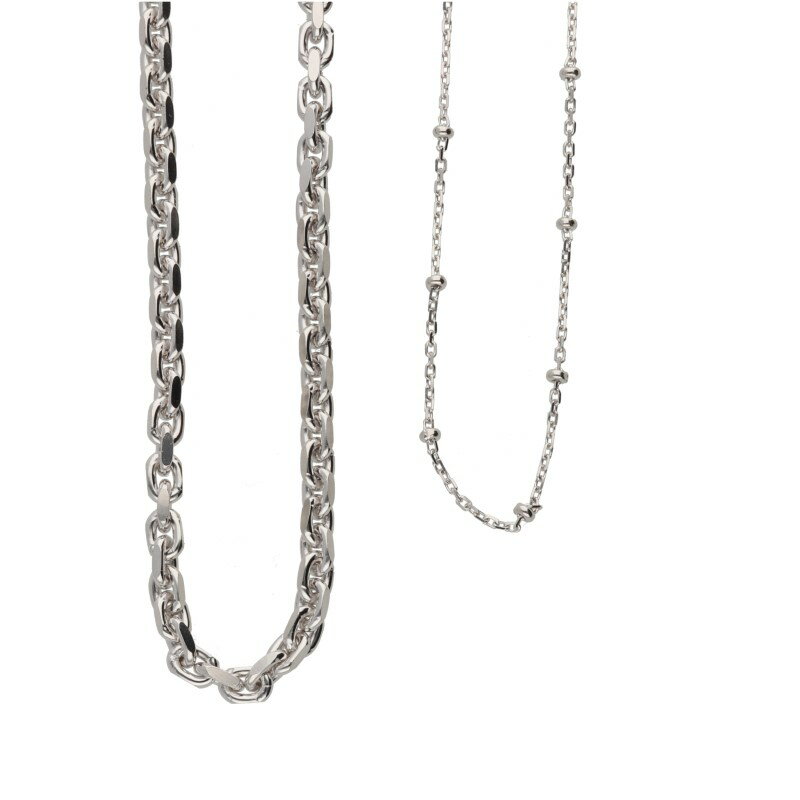 【ふるさと納税】＜ 甲府ジュエリー ＞ ネックレス ペンダント ジュエリー レディース アクセサリー SV925 ロジウムコーティング 2点セット 細ステーション ボリューム小豆チェーン シンプル ギフト プレゼント ネックレスケース付 保証書付 k244-079 サムネイル2