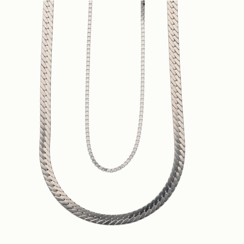 【ふるさと納税】＜ 甲府ジュエリー ＞ ネックレス ペンダント ジュエリー レディース アクセサリー SV925 2点セット チェーンネックレス ベネチアン 太め しなやか フラット エレガント 存在感 ギフト プレゼント ネックレスケース付 保証書付 k244-080 サムネイル2