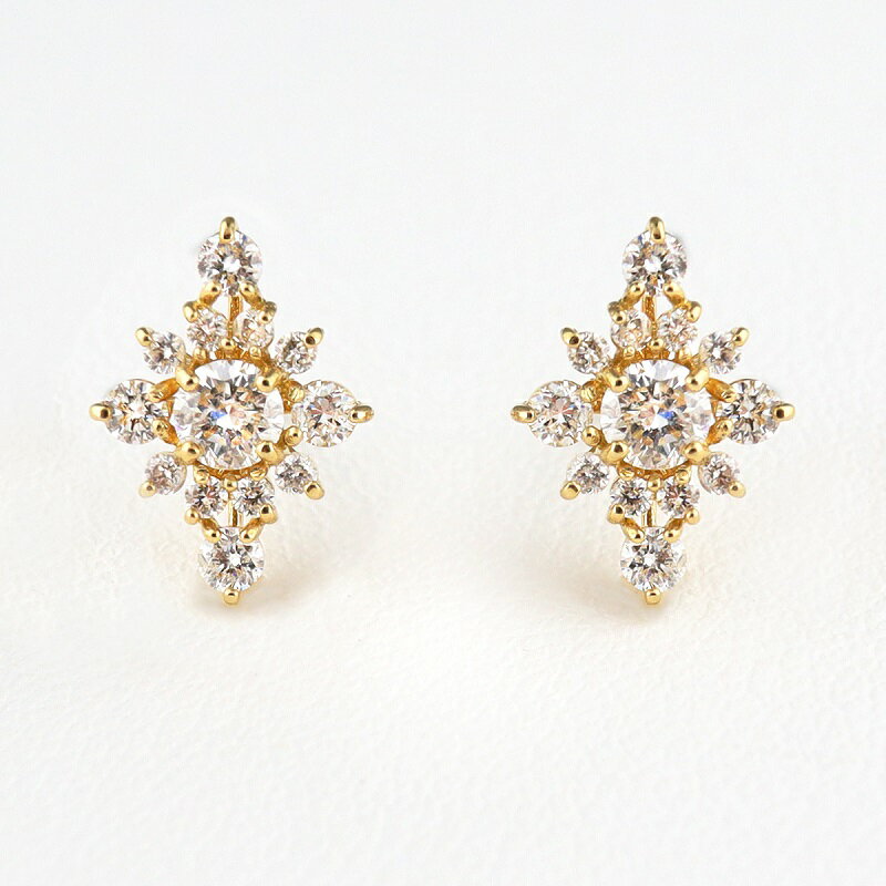 【ふるさと納税】 ＜ 甲府ジュエリー ＞ ピアス ジュエリー レディース アクセサリー K18 選べる地金 2種 ホワイトゴールド イエローゴールド ダイヤモンド 0.50ct クリスタル ギフト プレゼント ジュエリーケース付 鑑別書付 保証書付 k199-011 サムネイル3