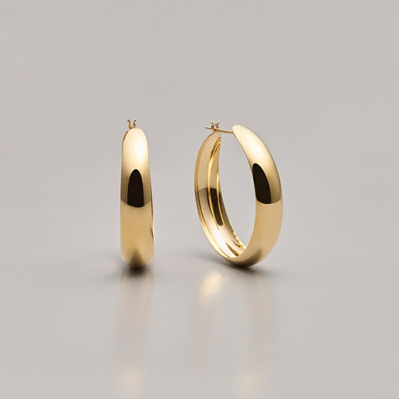 【ふるさと納税】＜ 甲府ジュエリー ＞ ピアス ジュエリー レディース アクセサリー K18 イエローゴールド フープピアス 丸みフォルム ギフト プレゼント ラッピング ジュエリーケース付 保証書付 k199-024 サムネイル2