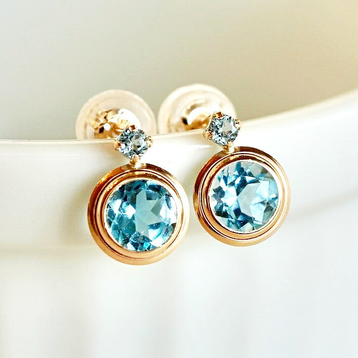 【ふるさと納税】＜ 甲府ジュエリー ＞ ピアス ジュエリー レディース アクセサリー 選べるストーン 5種 ブルートパーズ ガーネット シトリン ペリドット アメシスト K10 イエローゴールド 縁どり ギフト プレゼント ジュエリーケース付 保証書付 k247-051 サムネイル2