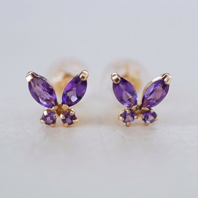 【ふるさと納税】＜ 甲府ジュエリー ＞ ピアス ジュエリー レディース アクセサリー K10 10金 イエローゴールド 選べるストーン 5種 ガーネット アメシスト シトリン ホワイトトパーズ ブルートパーズ バタフライ 蝶 ギフト プレゼント ジュエリーケース付 保証書付 k247-066 サムネイル3