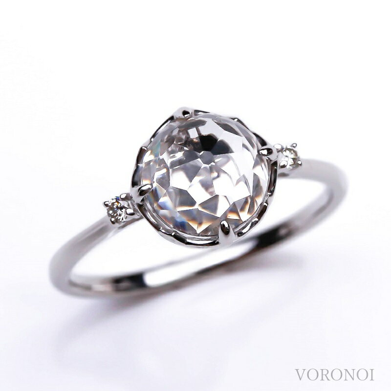 【ふるさと納税】＜ 甲府ジュエリー ＞ リング 指輪 ダイヤモンド ジュエリー アクセサリー レディース 0.02ct K10WG ホワイトゴールド クリアクォーツ フラワーカット VORONOI ジュエリーケース付 保証書付 k246-004 サムネイル2