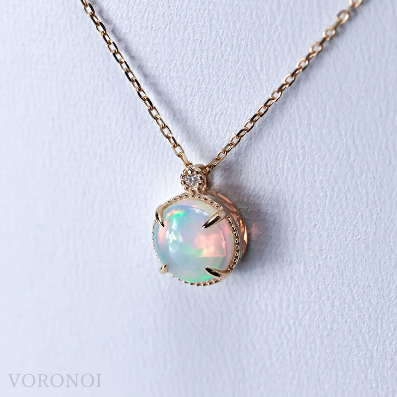 【ふるさと納税】＜ 甲府ジュエリー ＞ ネックレス ペンダント ダイヤモンド ジュエリー レディース アクセサリー 0.01ct オパール YG イエローゴールド K18 カボションカット VORONOI ギフト プレゼント ジュエリーケース付 バッグ付 保証書付 k246-007 サムネイル3