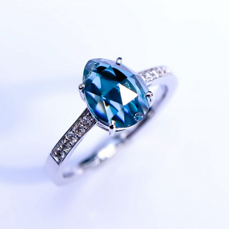 【ふるさと納税】＜ 甲府ジュエリー ＞ リング 指輪 ダイヤモンド ジュエリー レディース アクセサリー K18 WG 0.1ct 選べる 天然石 ロンドンブルートパーズ スイスブルートパーズ VORONOI ジュエリーケース付 ギフト プレゼント バッグ付 保証書付 k246-009 サムネイル2