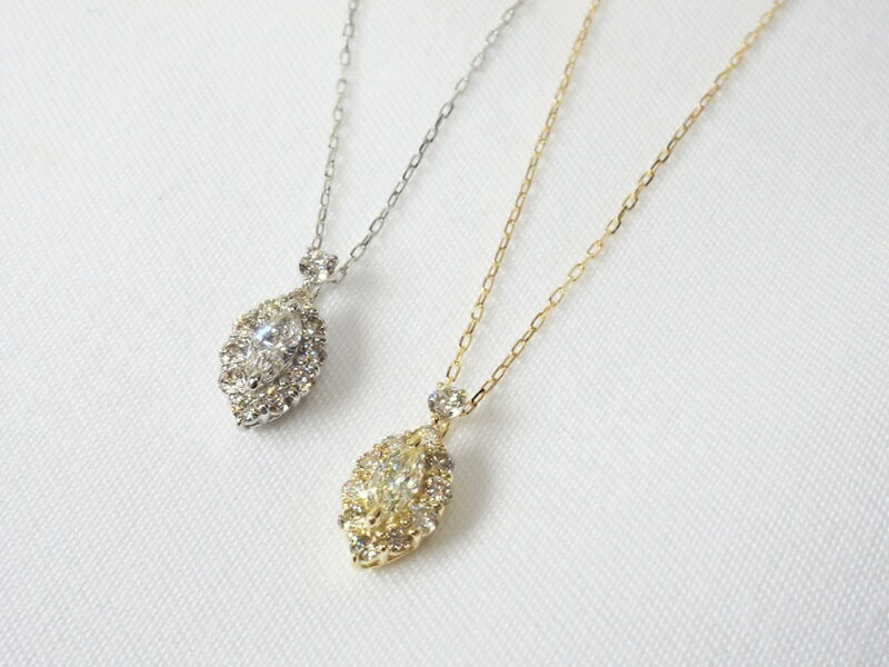 【ふるさと納税】＜ 甲府ジュエリー ＞ ペンダント ネックレス ジュエリー レディース アクセサリー ダイヤモンド 計0.26ct マーキスカット ラウンドカット 選べる地金 イエローゴールド プラチナ ギフト プレゼント ジュエリーケース付 鑑別書付 保証書付 k257-070 サムネイル2