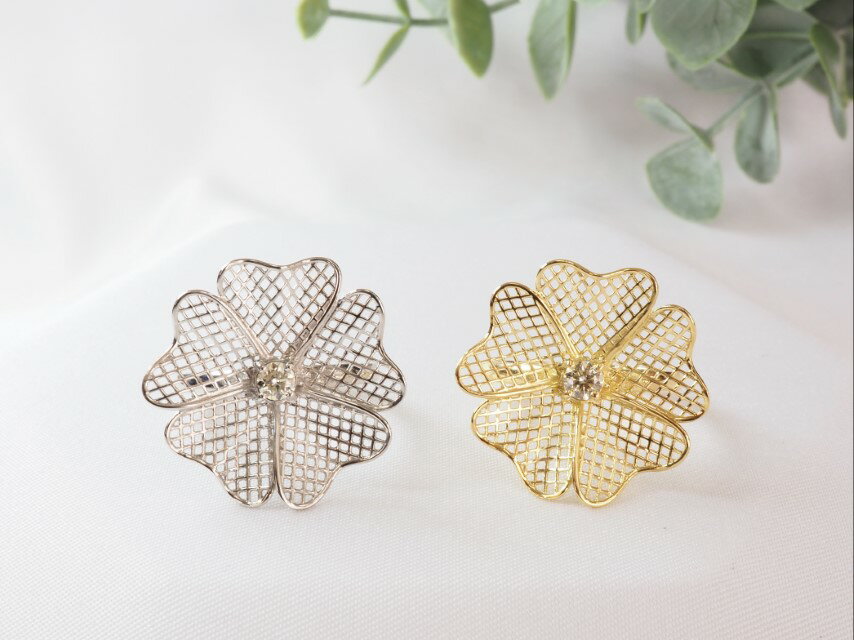 【ふるさと納税】＜ 甲府ジュエリー ＞ リング 指輪 ジュエリー レディース アクセサリー 天然 ダイヤモンド 1石 0.15ct 選べる地金 プラチナ PT900 イエローゴールド K18 お花 フラワー 透かし柄 ギフト プレゼント ジュエリーケース付 鑑別書付 保証書付 k257-092 サムネイル2