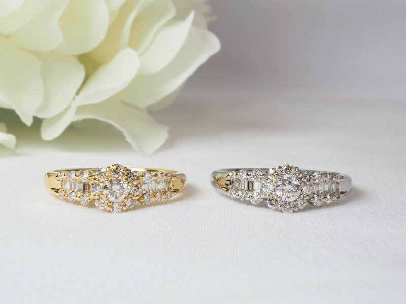 【ふるさと納税】＜ 甲府ジュエリー ＞ リング 指輪 ジュエリー レディース アクセサリー 天然 ダイヤモンド 計0.50ct 29石 選べる地金 イエローゴールド プラチナ フラワー バケットカット ギフト プレゼント ジュエリーケース付 鑑別書付 保証書付 k257-112 サムネイル2